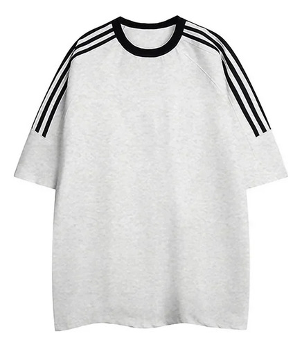 Camiseta Casual Retro De Algodón Con Tres Barras, Unisex, Pa