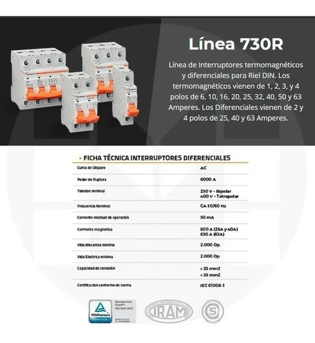 Llave Termica Bipolar 2x10/16/20/25/32a Roker
