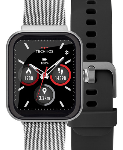 Smartwatch Technos Connect Max Prata E Preto Tmaxab 5k