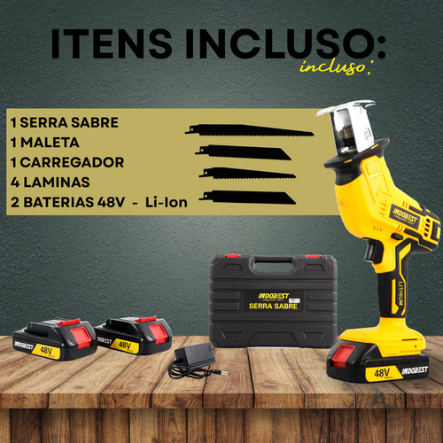 Serrote Elétrico 2 Baterias De Lition 3000w Com 4 Laminas