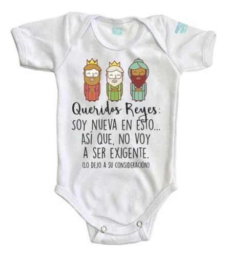 Pañalero Bebe Queridos Reyes Soy Nuevo Body Ropa Blanco Baby