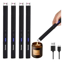 Comprar 4 Pcs Encendedor Electrico Usb Recargable ,harmei Jl893 Encendedor De Plasma ,encendedor De Arco Eléctrico Electric Lighter Resistente Al Viento&seguro Para Velas,estufa De Gas,cocina,camping Negro