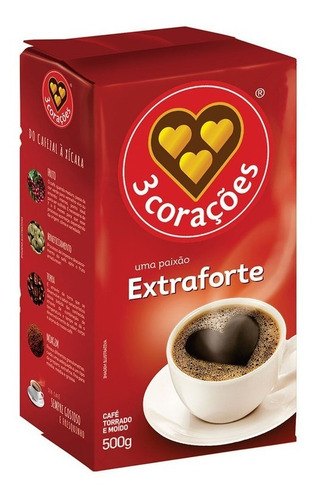 Café Torrado e Moído a Vácuo Extraforte Pacote 500g 3 Corações