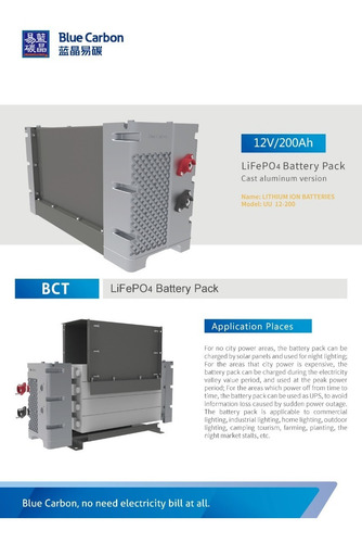 Imagen 2 de 4 de Bateria Solar Litio Lifepo4 200ah 12v Blue Carbon