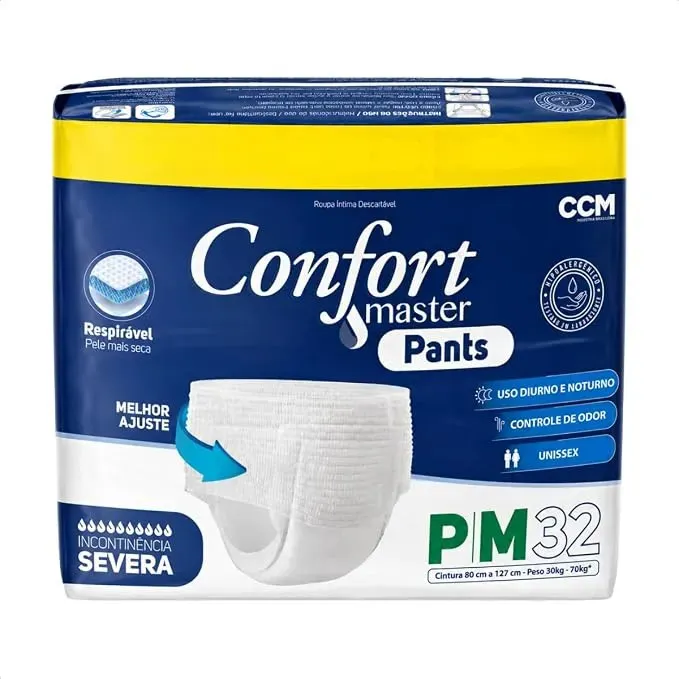 Fralda Geriátrica Adulto Confort Master Pants | Tamanho P/M | 32 Unidades