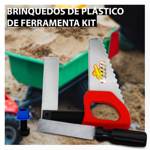 Imagem 5 de 7 de Ferramentas Infantil Régua Lixadeira Carpinteiro Serra Porca