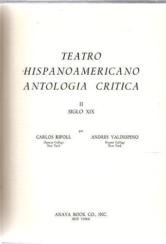 Libro Teatro Hispanoamericano Antología Crítica Época Coloni