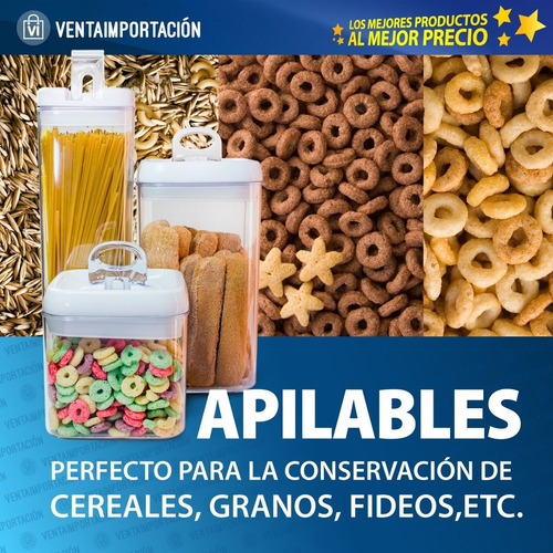 Imagen 2 de 3 de Frascos X 3 Hermetico Acrílico Apilable Cocina Fideos Gallet
