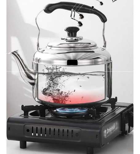 Tetera Acero Inoxidable Hervidor Agua Cafe Con Tapa 6 Litros