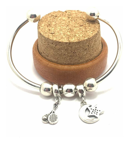 Pulsera Esferas Y Charms En Plata Fina Ley .925