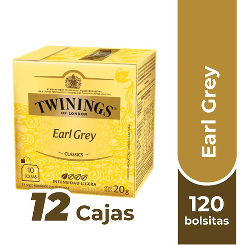 Twinings Té Earl Grey (etiqueta Amarilla) X120 Bolsitas