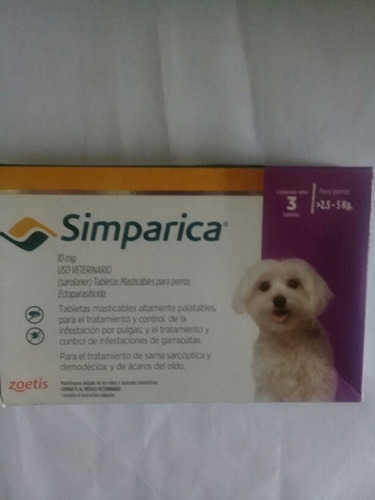 Eliminas Garrapatas Y Pulgas Perros 3 Tabletas De Simparica