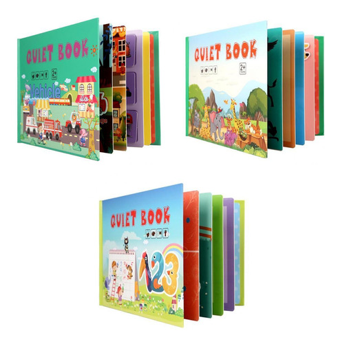3x Montessori Quiet Book Aprendizaje Temprano Para Niños En
