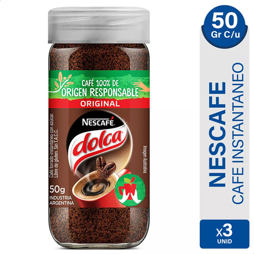 Cafe Nescafe Dolca Instantaneo Original Clasico - Pack X3