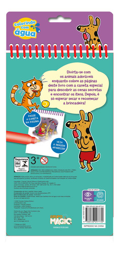 Animais Divertidos: Livro Infantil, De : Ciranda Cultural. Colorindo Com Água, Vol. 1. Editorial Magic Kids, Capa Dura, Edição 2023 Em Português, 2023