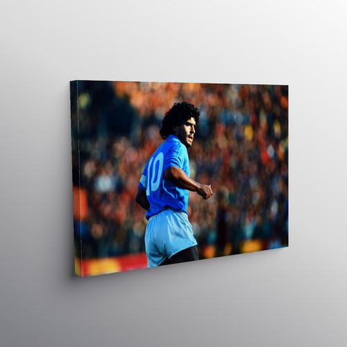 Cuadro Futbol Maradona - Messi 60x40cm Impreso Lienzo Canvas Maradona Napoli