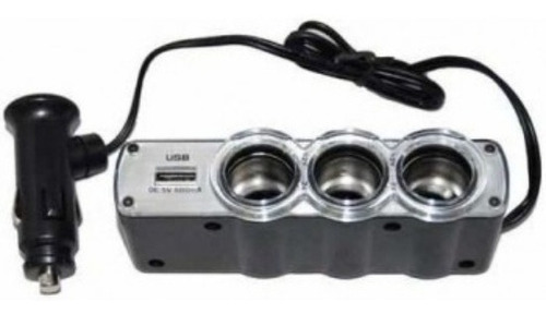 Imagen 3 de 6 de Adaptador Para Enchufe Encendedor Auto 1 A 3 Triple + Usb