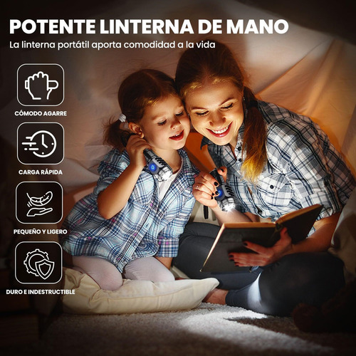 2 Pcs Súper Brillante Mini Linterna Recargable Portátil Led