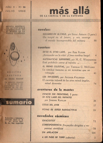 Revista Mas Alla 26 Julio 1955 Ciencia Ficcion - Sin Tapa