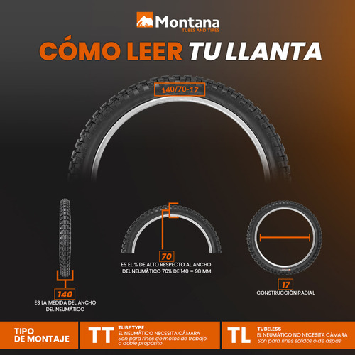 Llantas Delanteras/traseras Para Moto Montana D/p M-21a 110/90-17 66p + 90/90-19 58p Uso Con Cámara