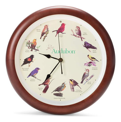 Reloj De Pared De Diseño De Pájaro Cantante, Marco De Madera