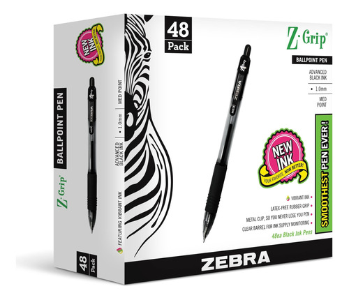 Lapiceras Zebra - Set De Bolígrafos (48 Unidades), Color Neg
