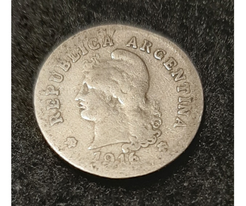 Moneda Antigua Argentina Año 1916 De 10  Centavos