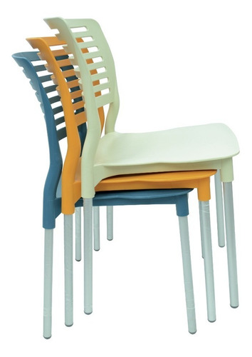 Set De 4 Sillas Galeri Modernas P/ Restaurante- Estructura De La Silla Aluminio Asiento Beige