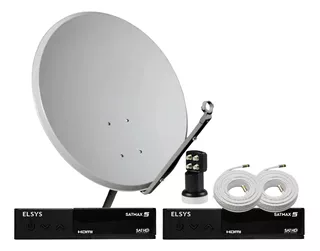 Kit 2 Receptor Digital Satmax 5 Elsys + Antena Lnbf Ku Cabo