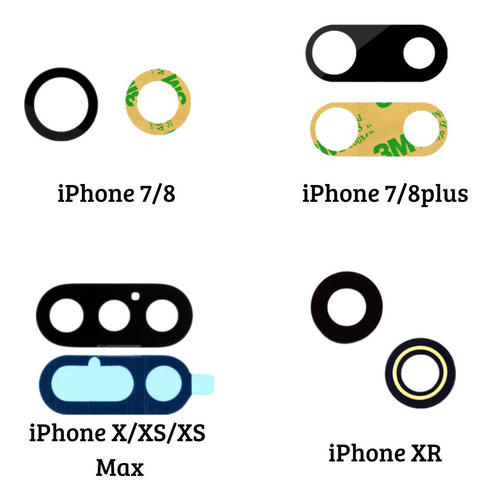 Lentes De Cámara iPhone 7, 8, 7 Plus, 8 Plus, X, Xr, Xs Max