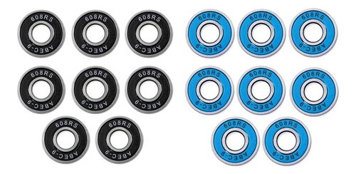 16 Rodamientos Abec 9 608rs Para Patineta, 8 X 22 X 7 Mm