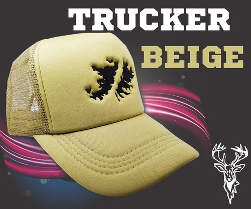 Imagen 2 de 5 de Gorra Trucker Islas Malvinas Argentinas Bordadas Beige
