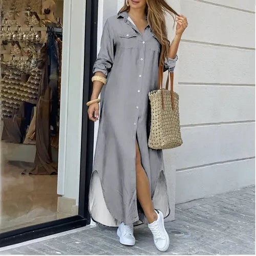 Vestido longo casual liso 2025