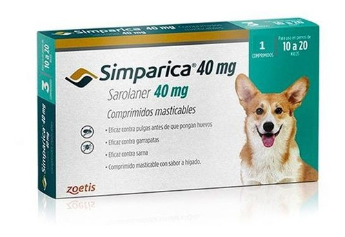  Simparica De 10 A 20 Kg. Antipulgas/ Antigarrapatas