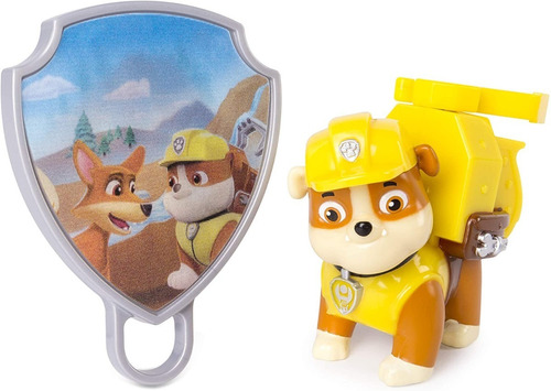 Patrulla Cachorro Canina Paw Patrol Rubble Gancho E Insignia