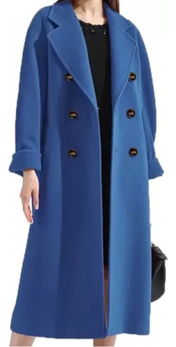 Gabardina Larga Abrigo Elegante Felpa Cruzada De Para Mujer