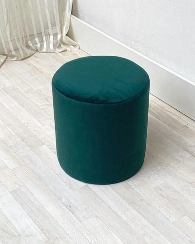 Puff Redondo Pana Boucle Lino Moderno Banqueta Premium Verde Ingles Pana
