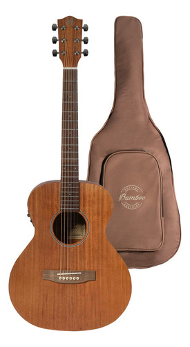 Guitarra Electroacustica Bamboo Mahogany Tapa Solida +funda Color Marrón Material del diapasón Nogal Orientación de la mano Diestro