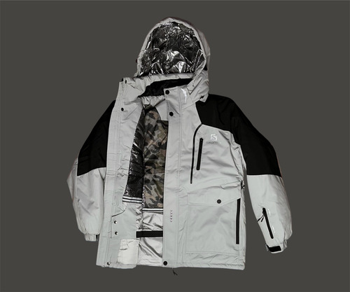 Campera Salomón Snowboard Ski Técnica Con Trampa Nieve Gris Xl Lisa