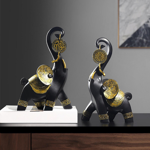 Pareja Moderna Elefantes Estatua Figuritas Colección