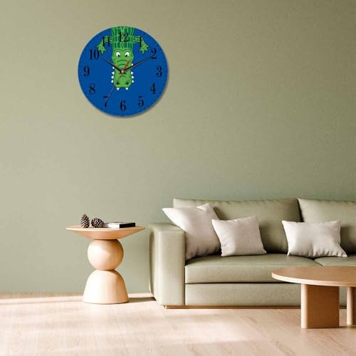 Reloj De Pared De Cocodrilo Verde Dibujo Animado Con Dientes
