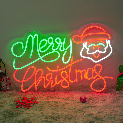 Letrero Neon Texto Ingl «merry Christmas» Para Decoracion