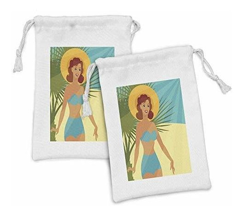 Estuche De Tocador - Ambesonne Pin Up Girl Fabric Pouch Set 