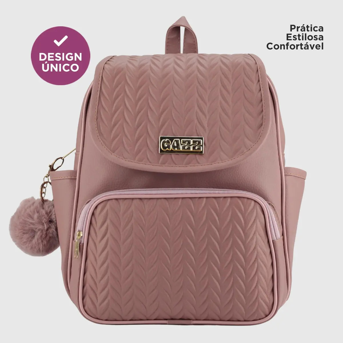 Mochila Feminina Bolsa Escolar Reforçada Juvenil Faculdade Cor Rosa Desenho do tecido Florido