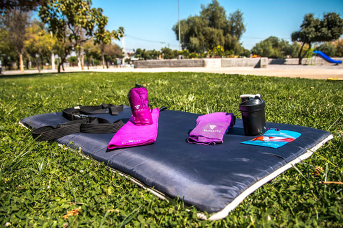 Imagen 4 de 6 de Set 3 Toalla Microfibra Natacion Viaje Pack 2 Gris Purpura