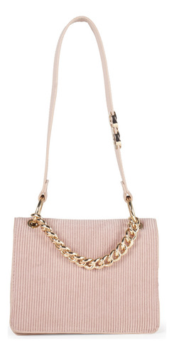 Bolsa Briefcase Cloe Para Mujer Suede Detalle Cadena Color Nude