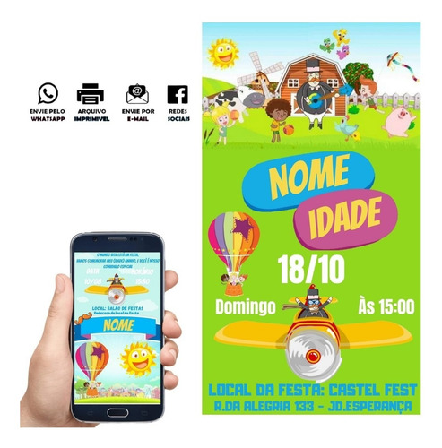 Imagem 3 de 10 de Convite Aniversario Mundo Bita Azul Digital Virtual Whatsapp