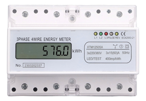 Medidor De Energía Trifásico, 4 Hilos, 7p, Digital, Lcd, Vat