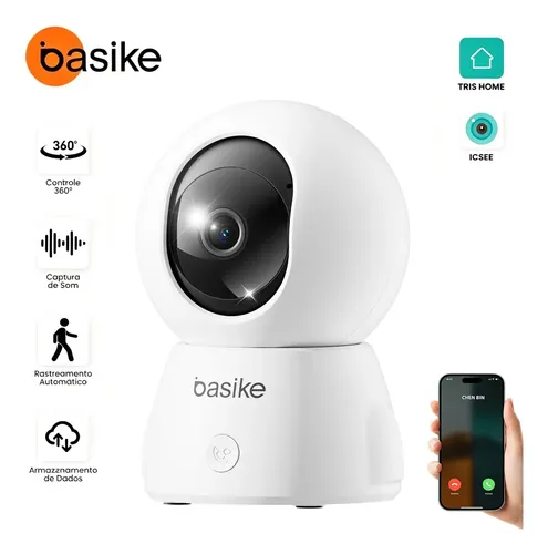 Camera De Seguranca Wifi Interna 360 Full Hd Com Botao De Chamada E Modo De Privacidade Visao Noturna E Deteccao De Movimento App Icsee Baba Pet