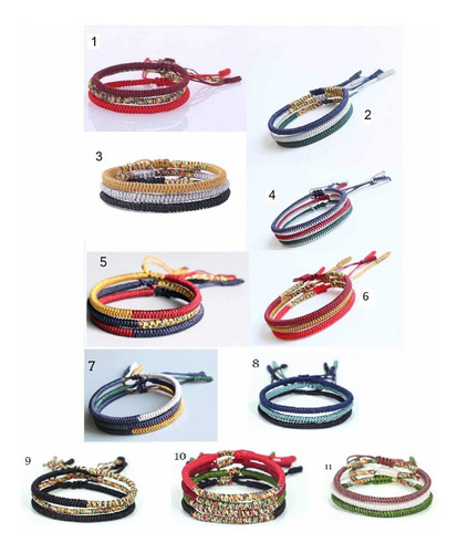 Pulsera Tibetana, Set De 3 Piezas, Hechas Por Monjes Diámetro 18 Cm Largo 18 Cm